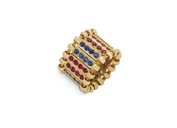 Sapphire and Ruby Agincourt Band Ring
