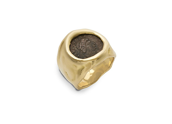 Bronze Coin Molten Gold Ring