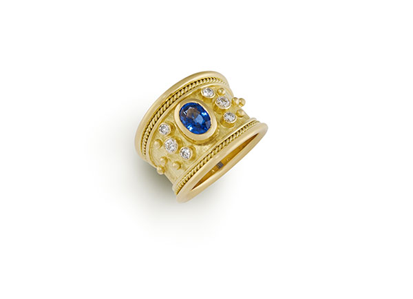 Sapphire and Diamond Tapered Templar Ring