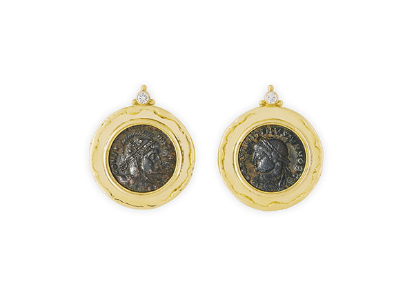 Bronze Coin Molten Gold Earrings