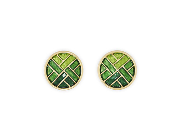 Green Enamel Earrings