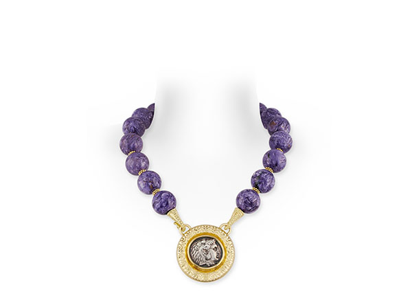 Purple Jasper Necklace with Alexander the Great Pendant