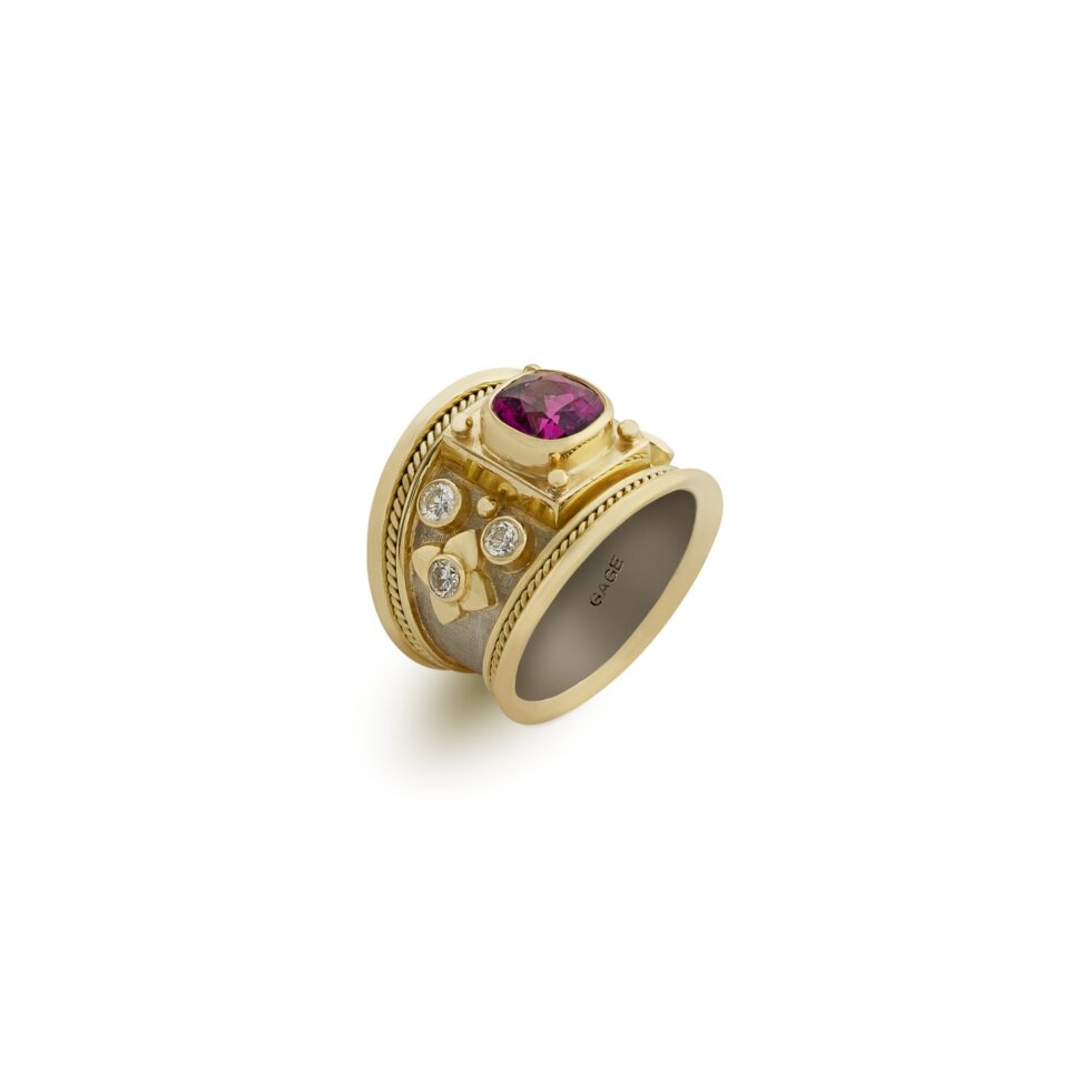 JANUARY: Rhodolite and Diamond Tapered Templar Ring