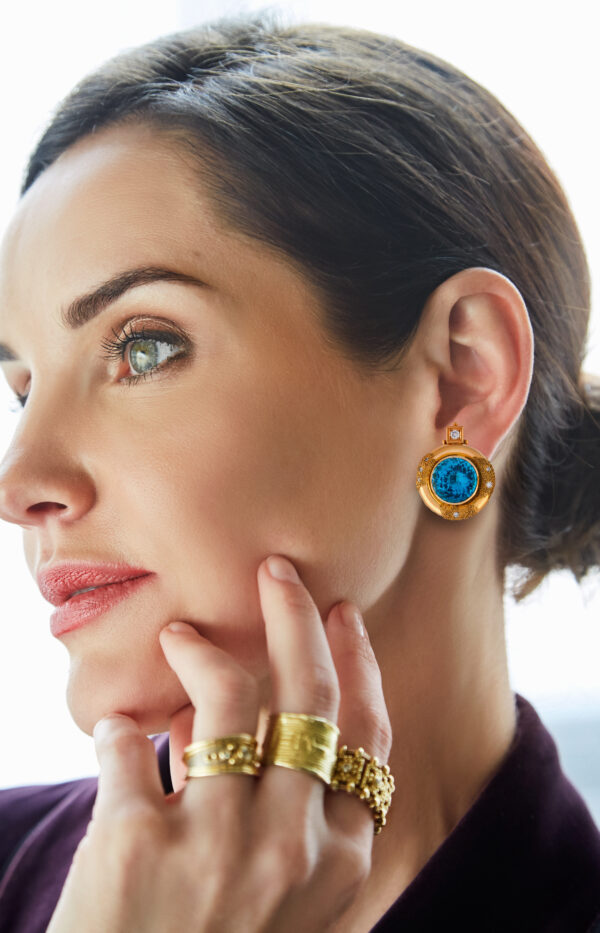 Blue Topaz Persian Queen Earrings