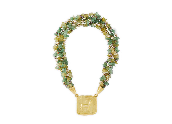 Aventurine and Freshwater Pearl Necklace with Kri-Kri Plaque