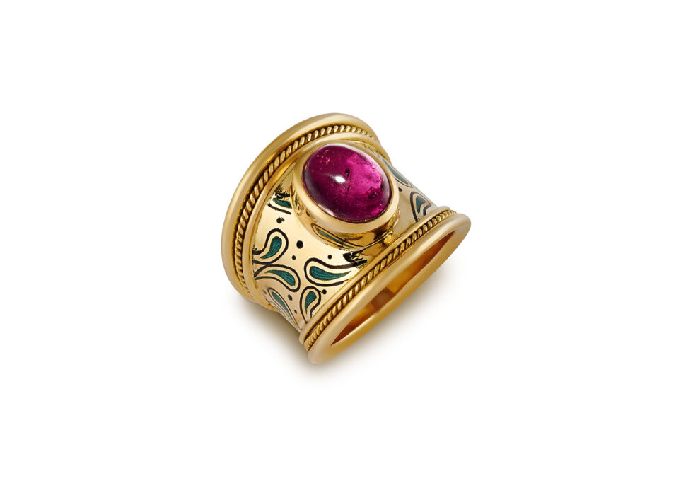 Red Tourmaline Peacock Ring