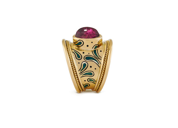 Red Tourmaline Peacock Ring
