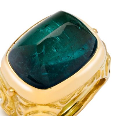 Blue Tourmaline Molten Gold Ring