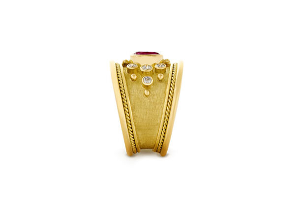 Ruby and Diamond Tapered Templar Ring