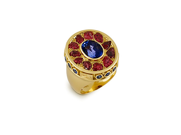 Sapphire and Red Spinel Charlemange Ring