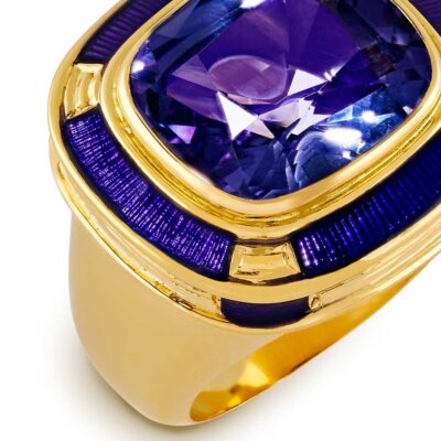 Tanzanite and Enamel Charlemagne Ring