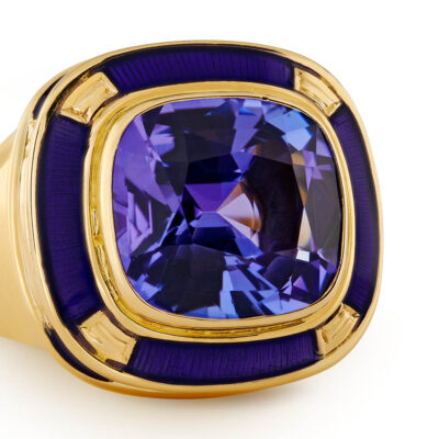 Tanzanite and Enamel Charlemagne Ring