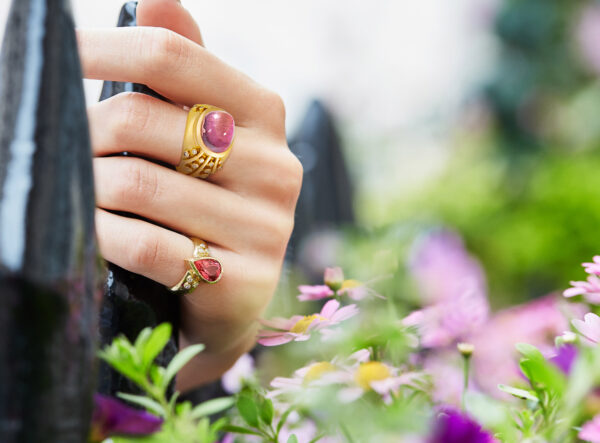 Pink Tourmaline and Diamond Ring