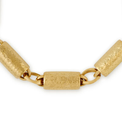 Planished Gold Large Tube Bracelet