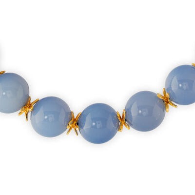 Chalcedony Necklace with Gold Rondelles