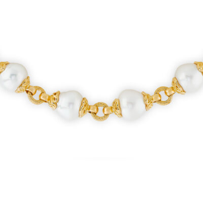 South Sea Pearl and Molten Gold Necklace