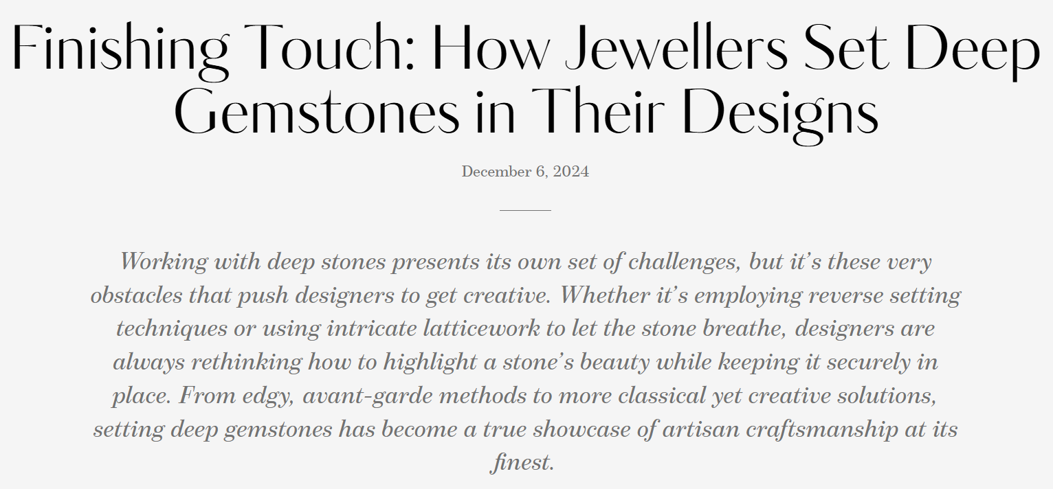 Katarina Perez: How Jewellers Set Deep Gemstones in Their Designs