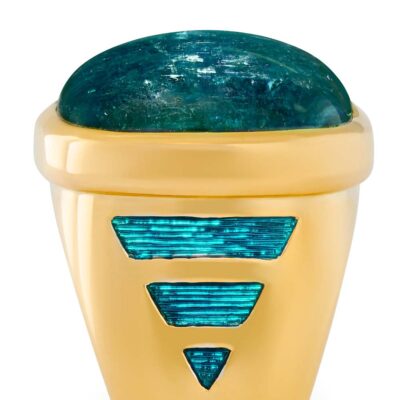 Blue Tourmaline and Enamel Ring