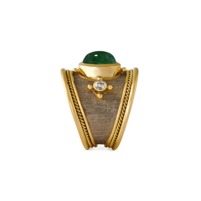 Emerald and Diamond Tapered Templar Ring