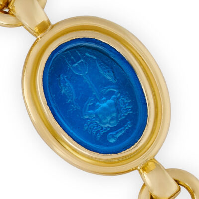 Gold Bracelet with 19th Century Blue Glass James Tassie Intaglios