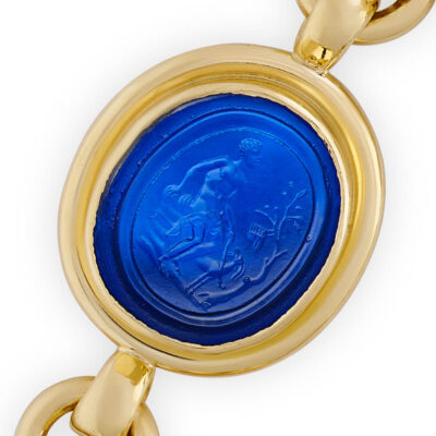 Gold Bracelet with 19th Century Blue Glass James Tassie Intaglios