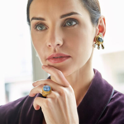 Blue Topaz and Diamond Ring