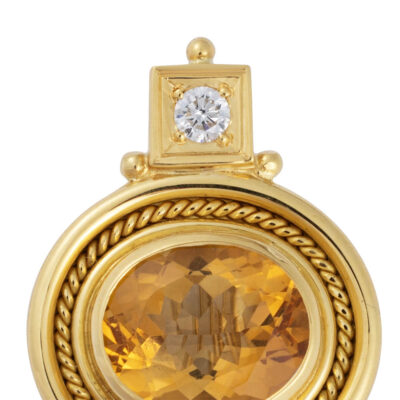 Golden Citrine and Diamond Valois Earrings