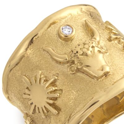 Molten Gold Tapered Zodiac Ring
