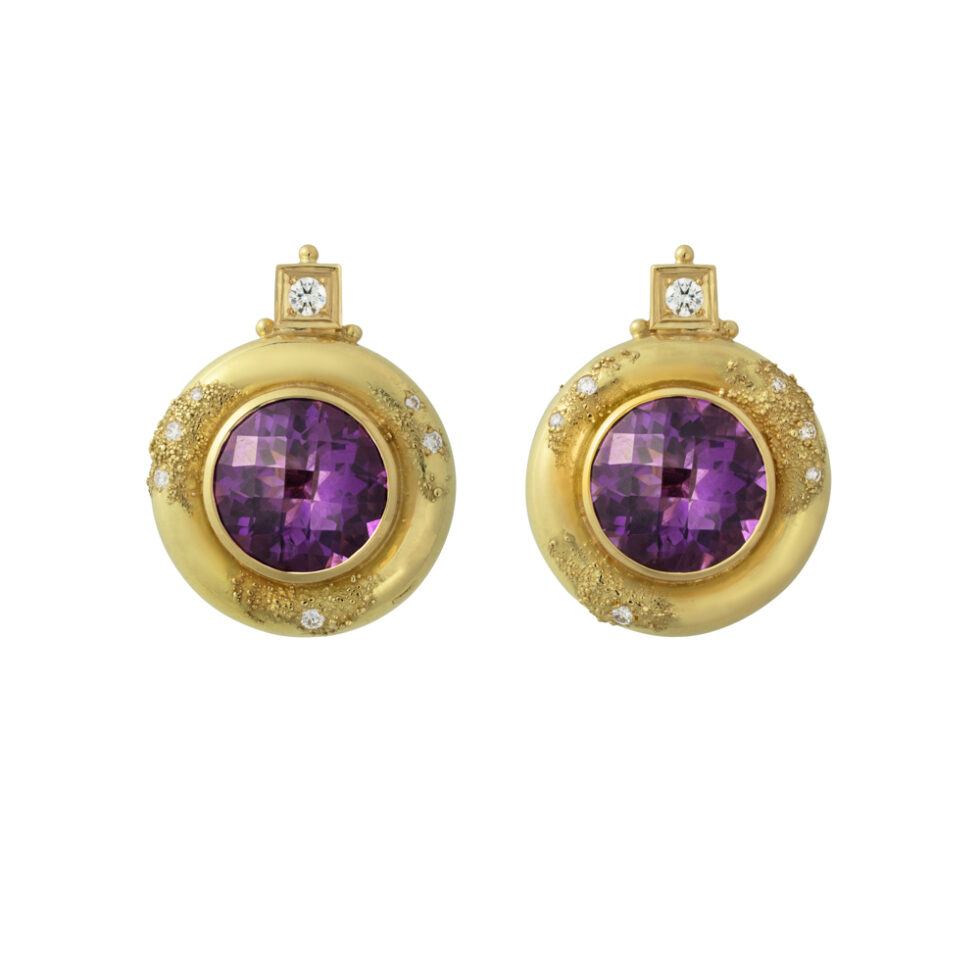 Amethyst and Diamond Persian Queen Earrings