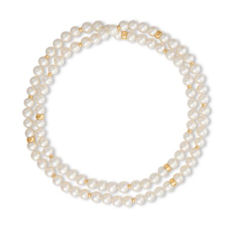 Freshwater cultured pearl necklace interspersed with 18ct yellow gold rondelles, 38½ inches in length