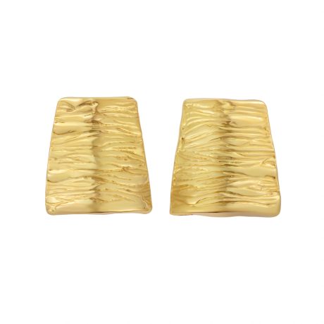 Elizabeth Gage 18ct yellow gold bombé earrings with molten ripple design and clip fittings.