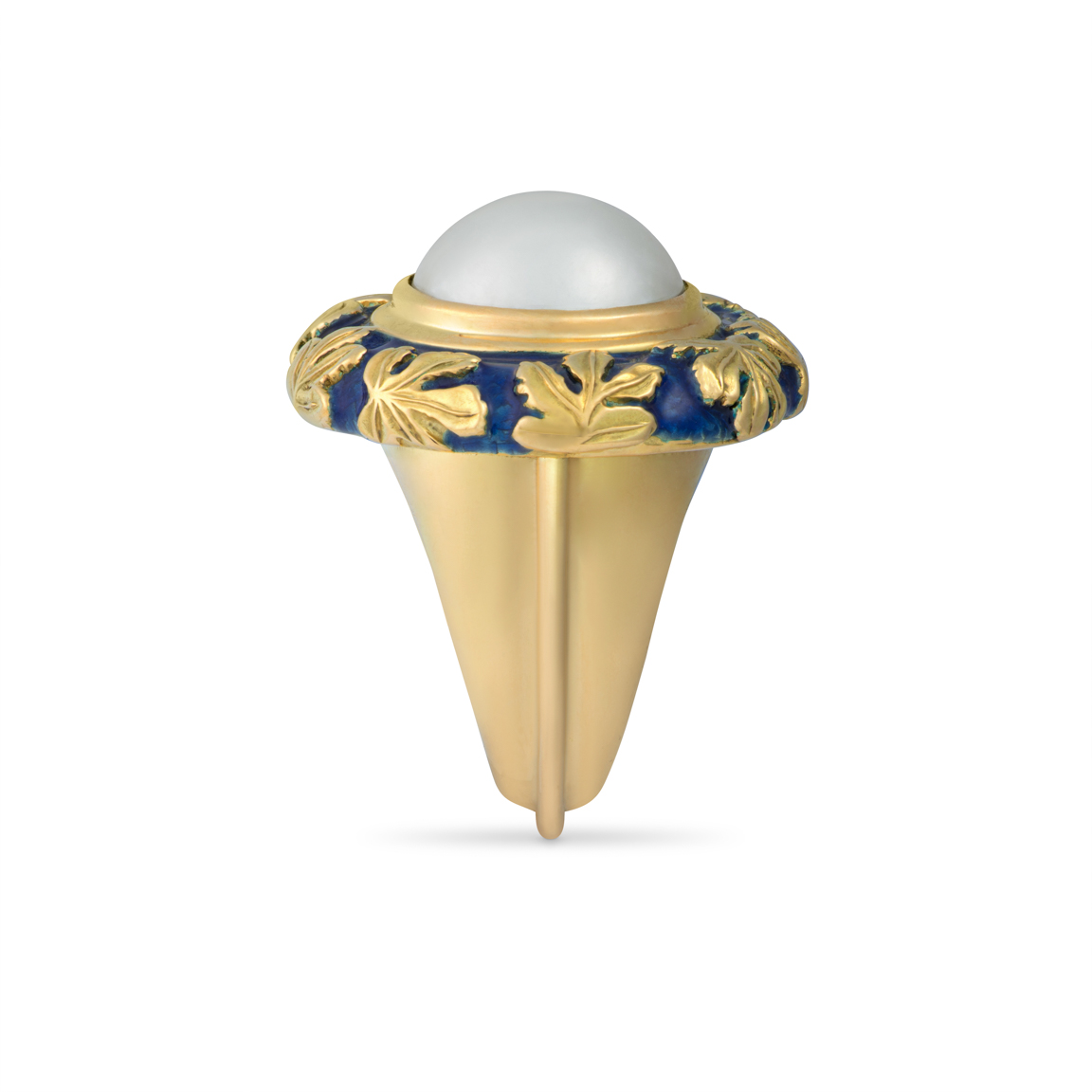 Mabé Pearl Orlov Ring with Blue Enamel Mabé Pearl Orlov Ring with Blue Enamel